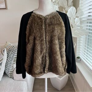 ZADIG & VOLTAIRE Faux Fur Long Sleeve Black Jacket In Size L